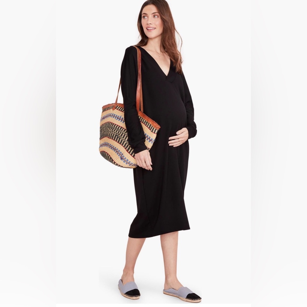 HATCH The Visitor Maternity & Nursing Midi Dress | Black | One Size